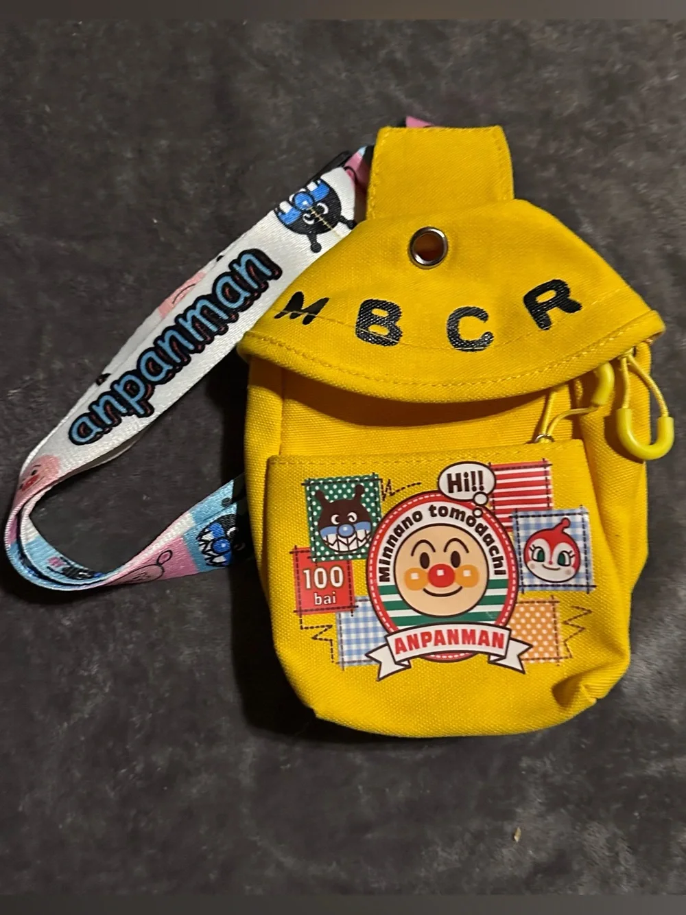 Anpanman Yellow Mini Crossbody Bag Baikinman Dokin-chan Japan Anime Kids